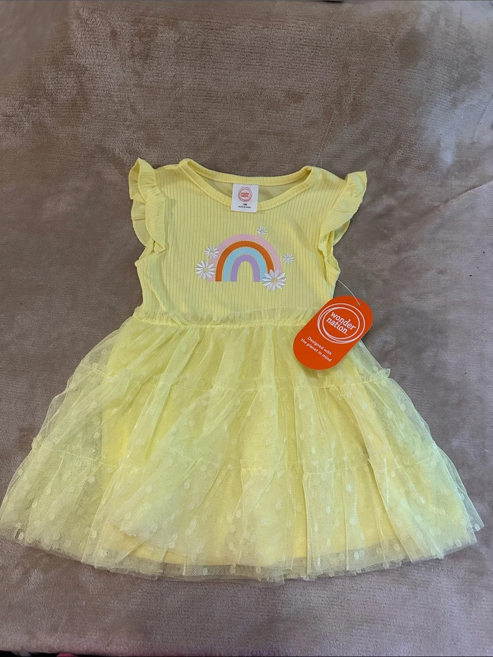 wonder nation Yellow Rainbow Applique Tulle Dress